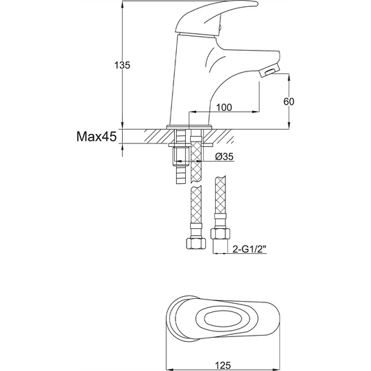 Imex Dv8 Mono Small Basin Mixer Incl Clicker Waste - DVSBAS - Envy Bathrooms Ltd