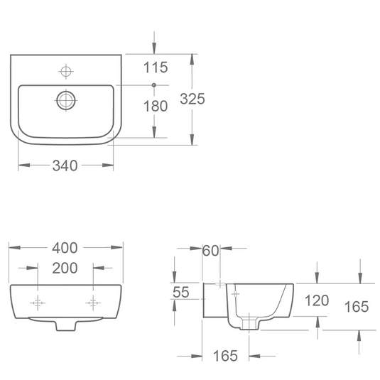 Imex Essence 400mm Cloakroom Basin One Tap Hole - LH10100 - Envy Bathrooms Ltd