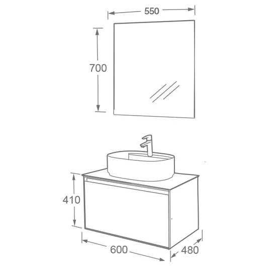 Imex Essence 600mm Single Drawer Wall Mounted Vanity Unit in Duck Egg Blue - FZHM2773-600-Q0006 - Envy Bathrooms Ltd