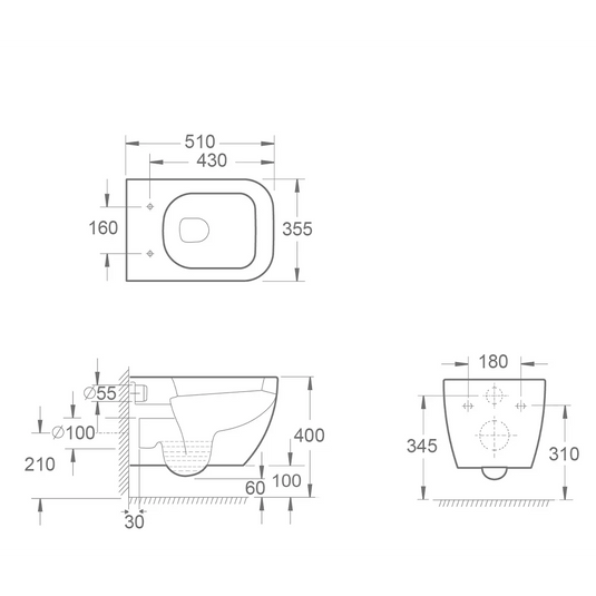 Imex Essence Rimless Wall Hung WC Pan Inc Fixings - CH10100R - Envy Bathrooms Ltd