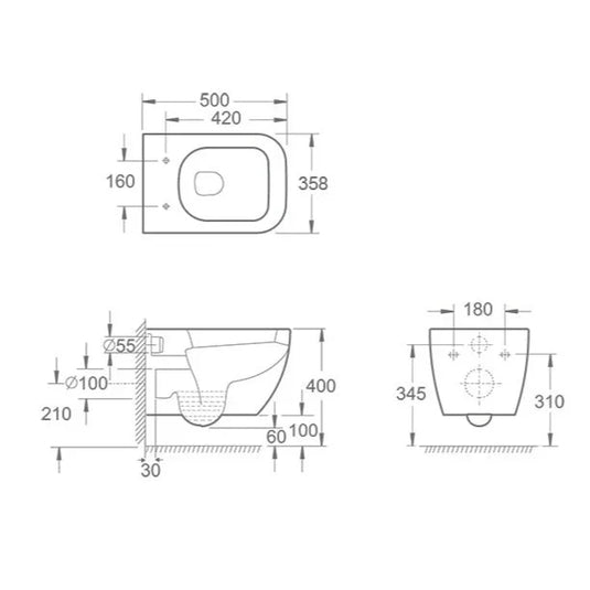 Imex Essence Wall Hung WC Pan Inc Fixings - CH10100 - Envy Bathrooms Ltd