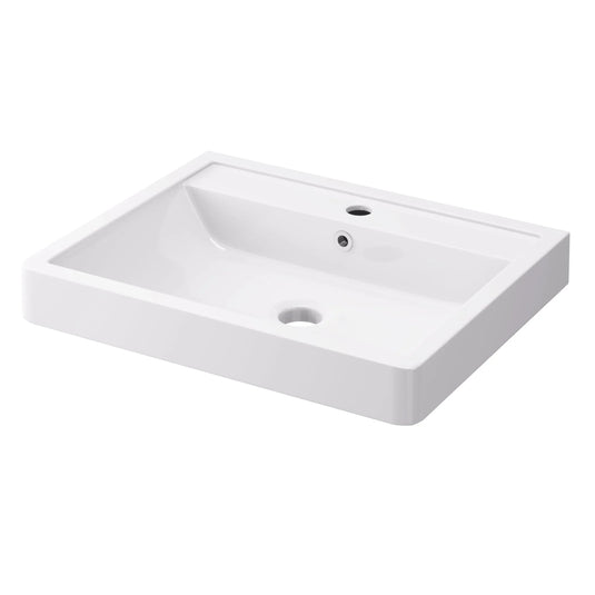Imex Flite 600mm × 480mm Basin One Tap Hole White - FL60BAS - Envy Bathrooms Ltd