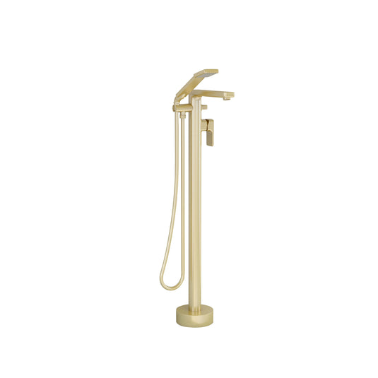 Imex Flite Floor Standing Bath Shower Mixer in Brushed Brass with Hose and Handset - FLFSBSMBB - Envy Bathrooms Ltd