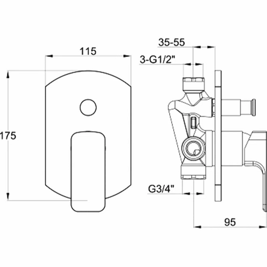 Imex Flite Manual Shower Valve with Diverter - FLSHVODIV - Envy Bathrooms Ltd