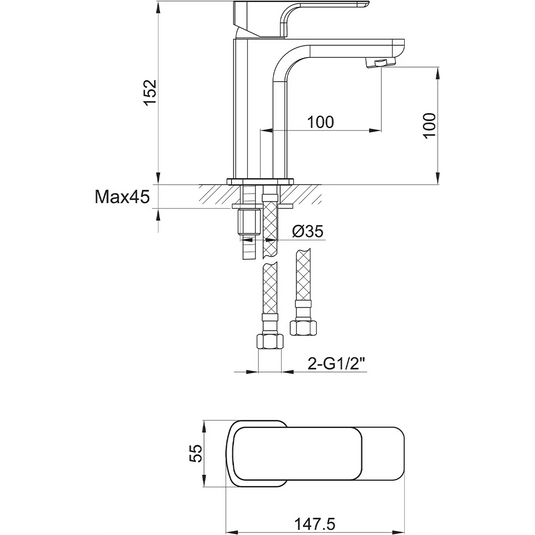 Imex Flite Mono Basin Mixer Inc Clicker Waste - FLBAS - Envy Bathrooms Ltd