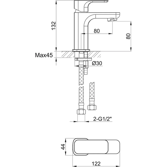 Imex Flite Mono Small Basin Mixer Inc Clicker Waste - FLSBAS - Envy Bathrooms Ltd