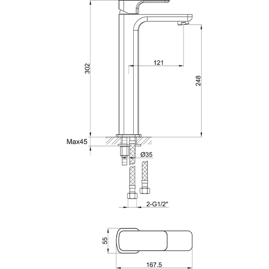 Imex Flite Mono Tall Basin Mixer Inc Clicker Waste - FLTBAS - Envy Bathrooms Ltd