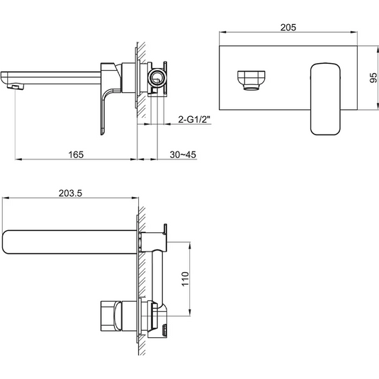 Imex Flite Single Handle Wall Mounted Basin Mixer Inc Clicker Waste - FL2HWMBAS - Envy Bathrooms Ltd