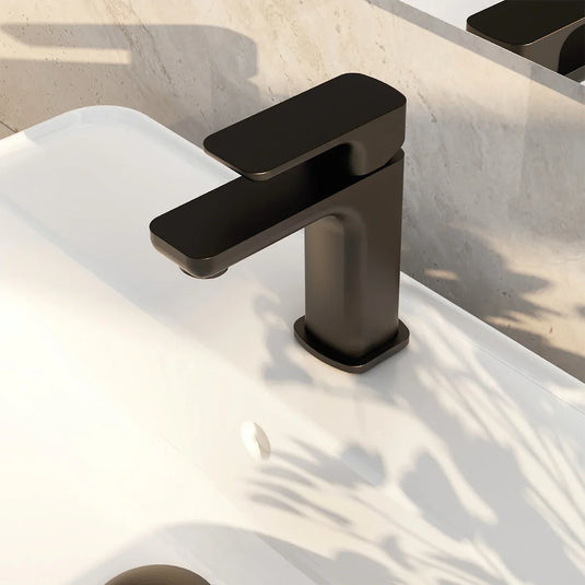 Imex Flite Small Basin Mixer in Matt Black with Universal Clicker Waste - FLSBASMB - Envy Bathrooms Ltd