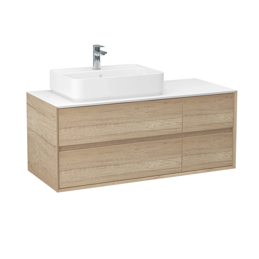 Imex Grace 1200mm Four Drawer Wall Mounted Vanity Unit - Natural Oak - FZHF2782-1200-B0001 - Envy Bathrooms Ltd