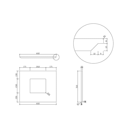 Imex Grace Quartz Stone 600mm Worktop in Solid White (Cut To Fit Lw1822/1823/1825 Basins) - FTR2782-600-510-20-S0001 - Envy Bathrooms Ltd