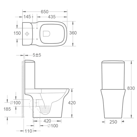 Imex Grace Rimless Open Backed Close Coupled 420mm High Pan with Fixings - C10134CR - Envy Bathrooms Ltd
