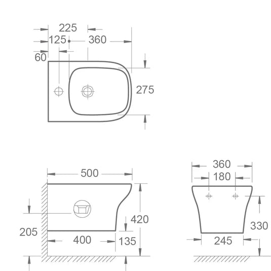 Imex Grace Wall Hung Bidet with Fixing Set - BH10134 - Envy Bathrooms Ltd
