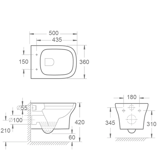Imex Grace Wall Hung Pan - CH10134 - Envy Bathrooms Ltd