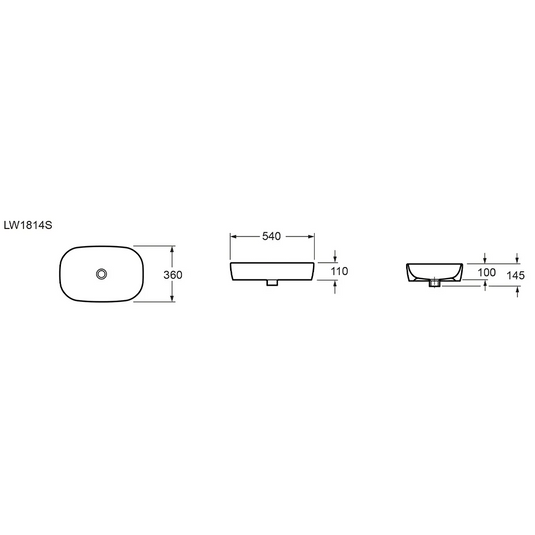 Imex Grace White Countertop Slimline Basin - LW1814S - Envy Bathrooms Ltd