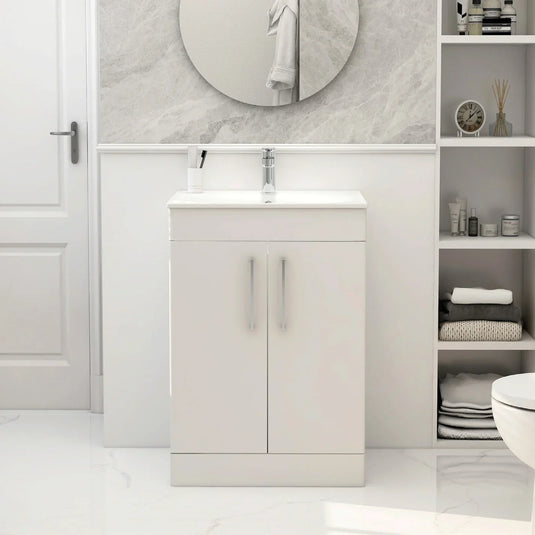 Imex Ivan 500mm Floor Standing Double Door Vanity in Matt White - 2DO-1-WHITE - Envy Bathrooms Ltd