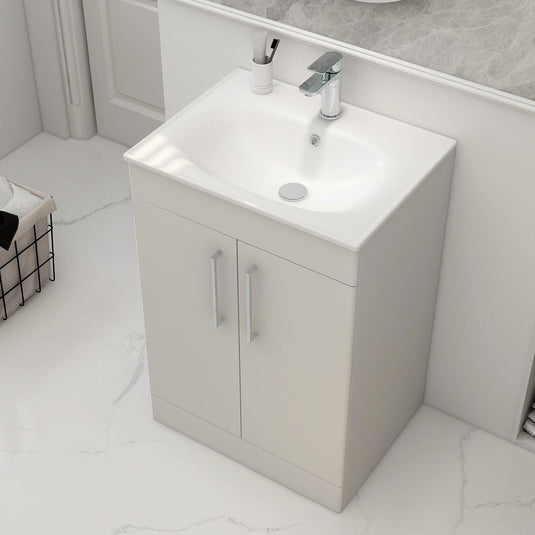 Imex Ivan 600mm Floor Standing Double Door Vanity in White - 2DO-2-WHITE - Envy Bathrooms Ltd