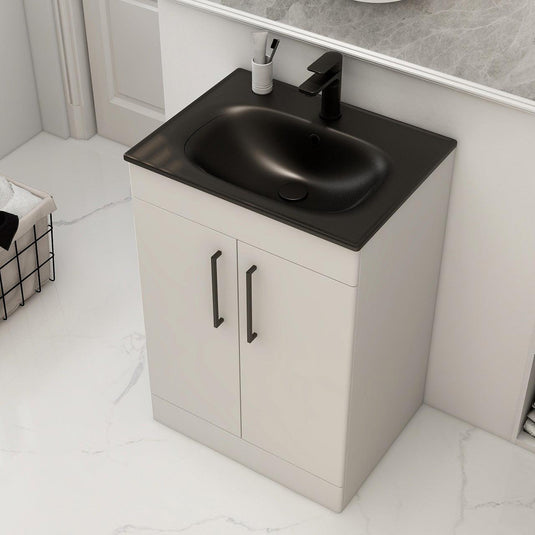 Imex Ivan 600mm Floor Standing Double Door Vanity in White - 2DO-2-WHITE - Envy Bathrooms Ltd