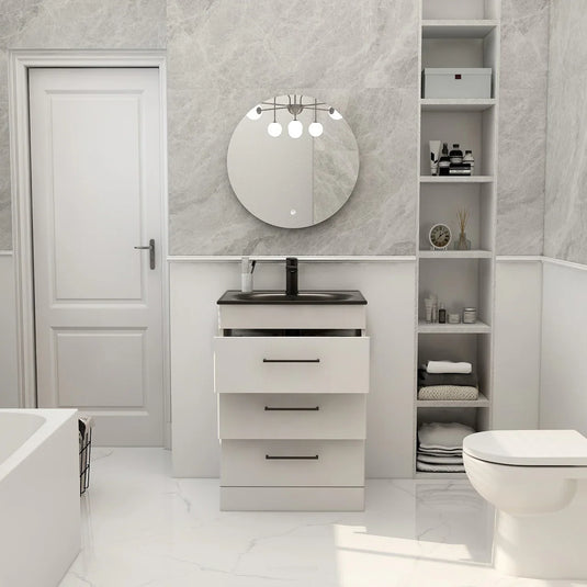 Imex Ivan 600mm Floor Standing Three Draw Vanity in Matt White - 3DR-2-WHITE - Envy Bathrooms Ltd