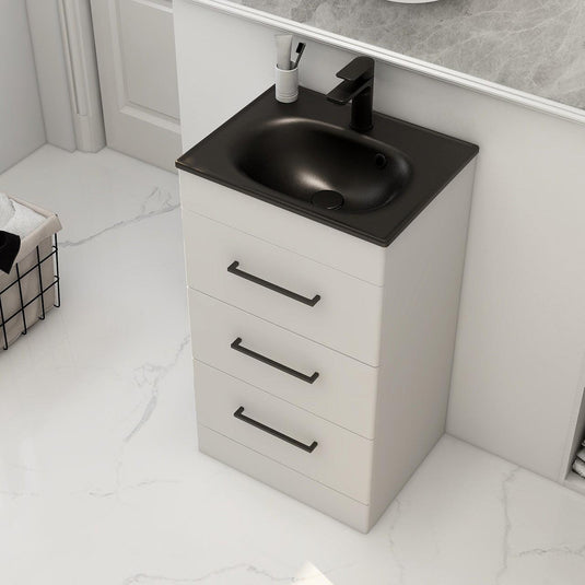 Imex Ivan 600mm Floor Standing Three Draw Vanity in Matt White - 3DR-1-WHITE - Envy Bathrooms Ltd
