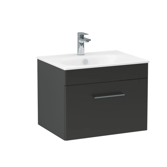 Imex Ivan 600mm Wall Mounted Single Drawer Vanity in Matt Black - WM-2-BLACK - Envy Bathrooms Ltd