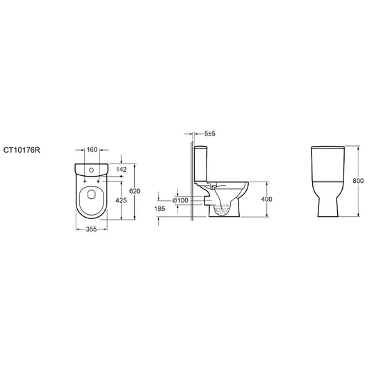 Imex Ivan Rimless Short Projection Open Back Close Coupled Pan - C10176R - Envy Bathrooms Ltd