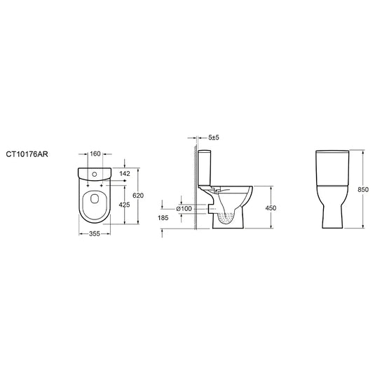 Imex Ivan Rimless Short Projection Open Back Comfort Height Close Coupled Pan - C10176AR - Envy Bathrooms Ltd
