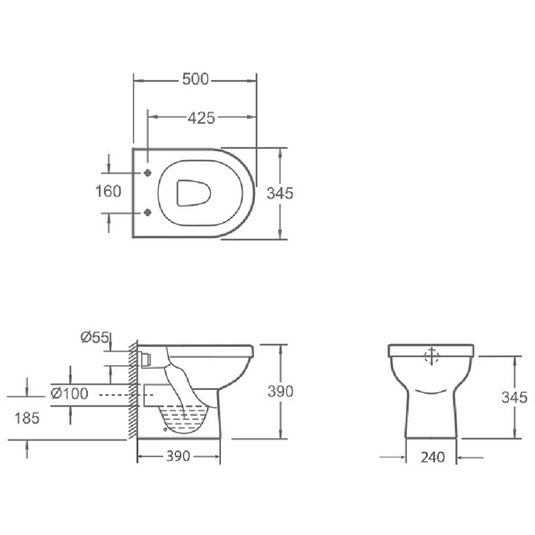 Imex Ivo Back To Wall WC Bowl with Fixings - CB1076 - Envy Bathrooms Ltd