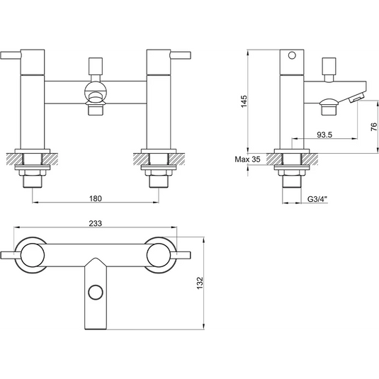 Imex Ivo Bath Shower Mixer Including Shower Kit - IVBSM - Envy Bathrooms Ltd