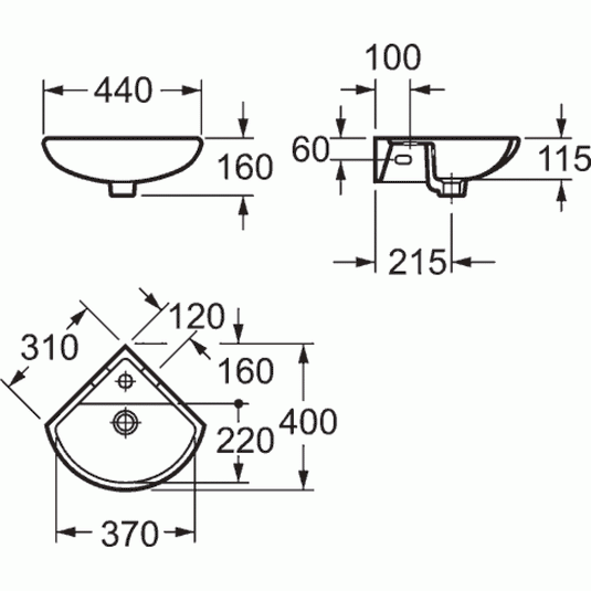 Imex Ivo / Flite 310mm Cloakroom Corner Basin 1Th - LH1018 - Envy Bathrooms Ltd
