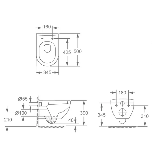 Imex Ivo Wall Hung WC Bowl with Exposed Fixings - CH1076 - Envy Bathrooms Ltd