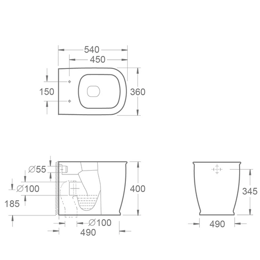 Imex Liberty Back To Wall Pan with Fixings - CB10150 - Envy Bathrooms Ltd