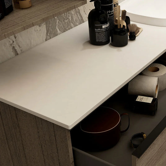 Imex Liberty Quartz - Solid White 8mm Thick Worktop - FTR2775-1500-500-20-S0001 - Envy Bathrooms Ltd