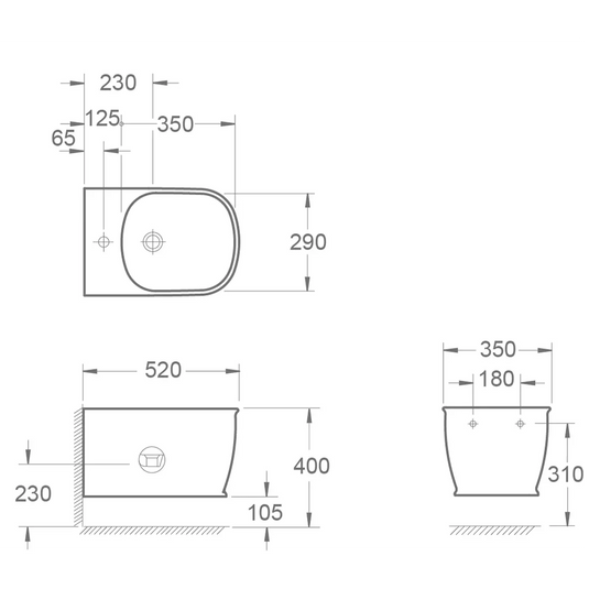 Imex Liberty Wall Hung Bidet with Fixing Set - BH10150 - Envy Bathrooms Ltd