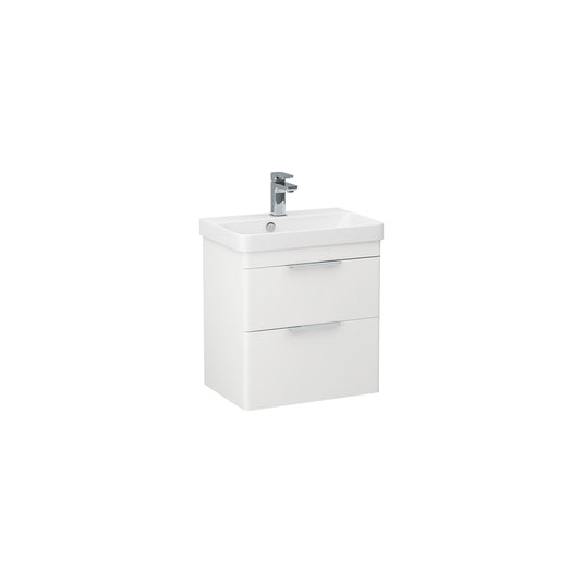 Imex Luna 550mm Double Drawer Cabinet Matt White Chrome Handles | LUWM-1-WHIT - Envy Bathrooms Ltd