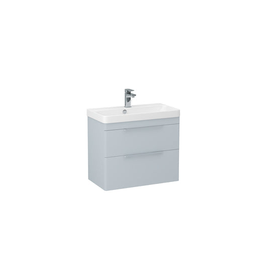 Imex Luna 700mm Double Drawer Cabinet Denim Blue Chrome Handles | LUWM-2-DENI - Envy Bathrooms Ltd