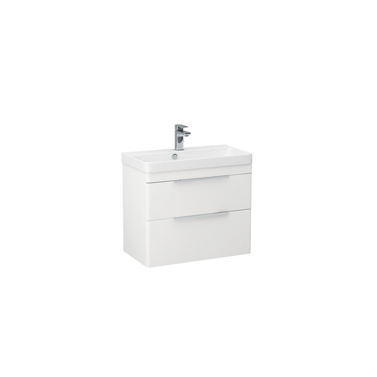 Imex Luna 700mm Double Drawer Cabinet Matt White Chrome Handles | LUWM-2-WHIT - Envy Bathrooms Ltd