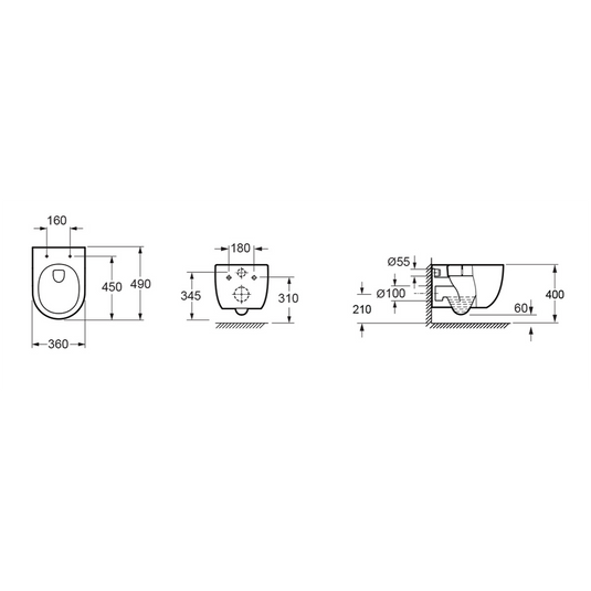 Imex Luna Rimless Short Projection UltraVortex Wall Hung Pan 490mm White | CH10190SXR - Envy Bathrooms Ltd