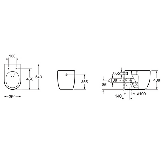 Imex Luna Rimless UltraVortex Back to Wall Pan White | CB10190XR - Envy Bathrooms Ltd