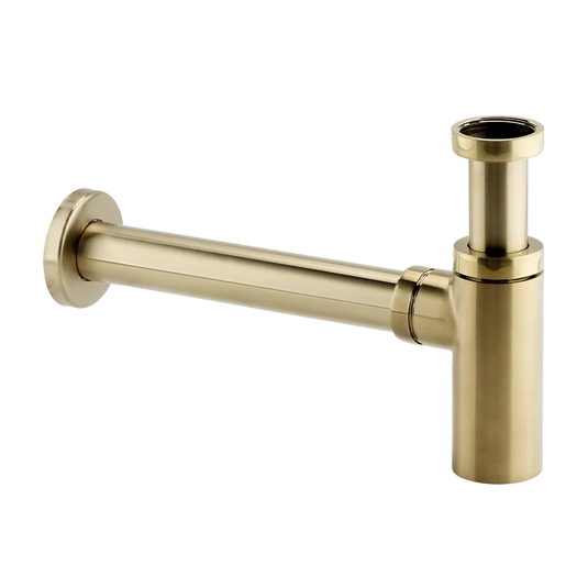 Imex Minimalist Brass 1¼" Brushed Brass Bottle Trap and Pipe - MB200BB - Envy Bathrooms Ltd
