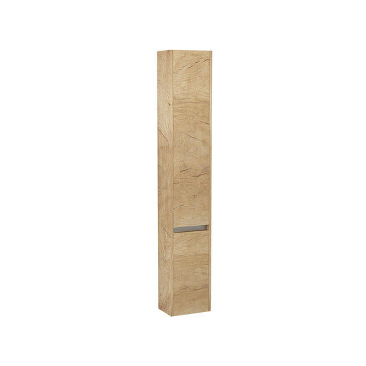 Imex Quadro 300mm Double Door Cabinet Natural Oak Chrome Handle Trim | QST-1-OAK - Envy Bathrooms Ltd