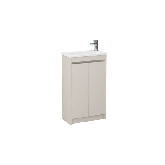 Imex Quadro 500mm Cloakroom Double Door Cabinet Matt Cashmere Chrome Handle Trim | QCL-4-CASH - Envy Bathrooms Ltd