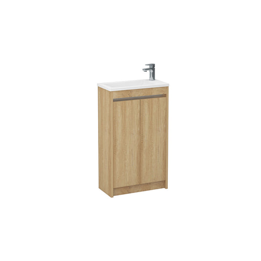 Imex Quadro 500mm Cloakroom Double Door Cabinet Natural Oak Chrome Handle Trim | QCL-4-OAK - Envy Bathrooms Ltd