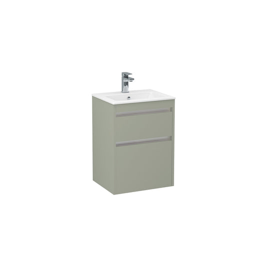 Imex Quadro 500mm Double Drawer Cabinet Reed Green Chrome Handle Trims | QWM-1-GREE - Envy Bathrooms Ltd