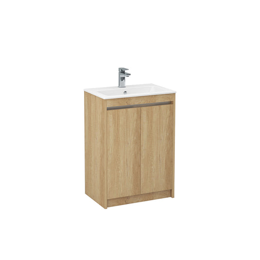 Imex Quadro 600mm Double Door Cabinet Natural Oak Chrome Handle Trims | Q2DO-2-OAK - Envy Bathrooms Ltd