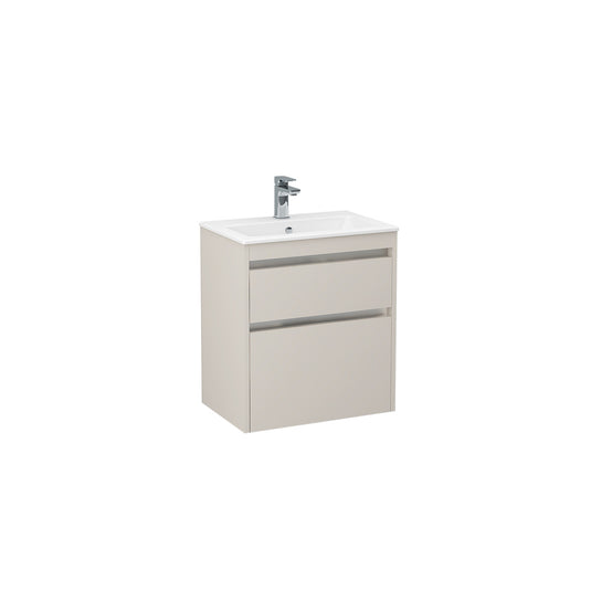 Imex Quadro 600mm Double Drawer Cabinet Matt Cashmere Chrome Handle Trims | QWM-2-CASH - Envy Bathrooms Ltd