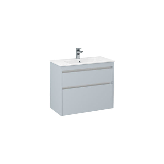 Imex Quadro 800mm Double Drawer Cabinet Denim Blue Chrome Handle Trims | QWM-3-DENI - Envy Bathrooms Ltd
