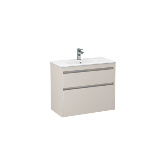 Imex Quadro 800mm Double Drawer Cabinet Matt Cashmere Chrome Handle Trims | QWM-3-CASH - Envy Bathrooms Ltd