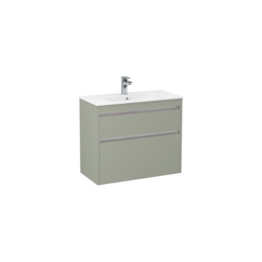 Imex Quadro 800mm Double Drawer Cabinet Reed Green Chrome Handle Trims | QWM-3-GREE - Envy Bathrooms Ltd