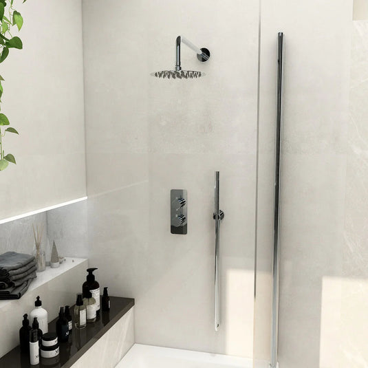 Imex Ravine 2 Handle, Dual Diverter Concealed Thermostatic Valve with 200mm Fixed Head, Pencil Handset and Smooth Hose in Chrome - RAVCVPK005CP - Envy Bathrooms Ltd